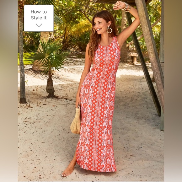 NWT Lilly ULLA Maxi in Flamingo Feather Harbour View Engineered knit dress - Picture 5 of 11